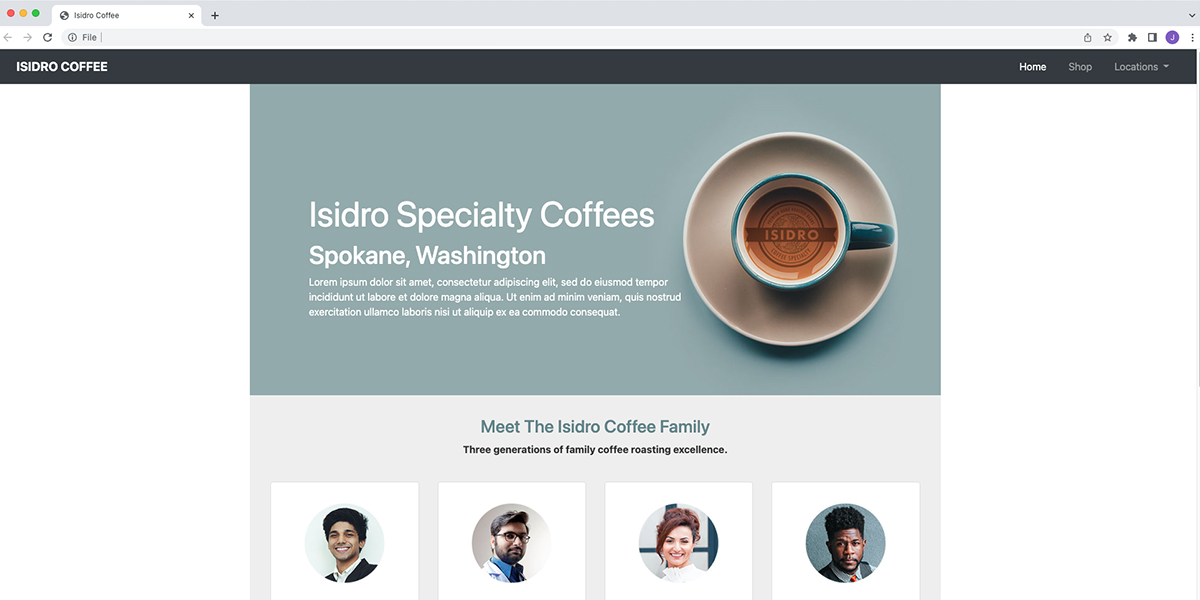 isidro coffee website design