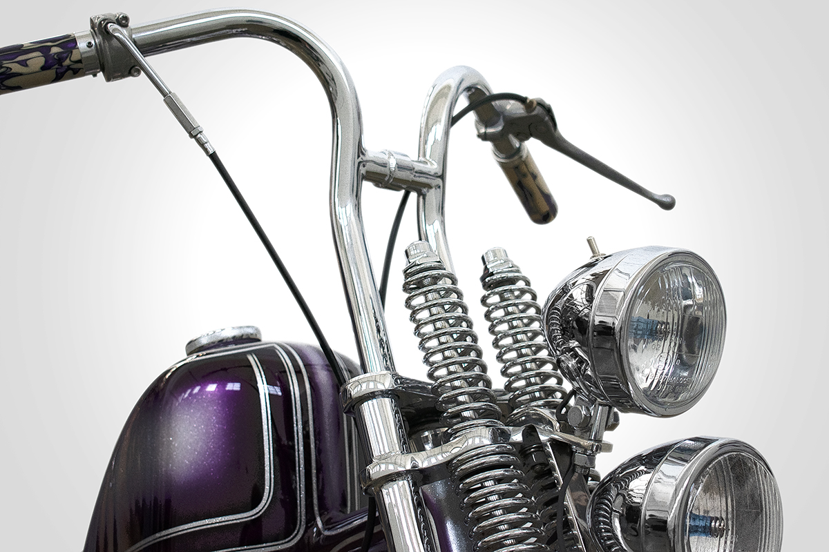 purple Harley Davidson motorcycle