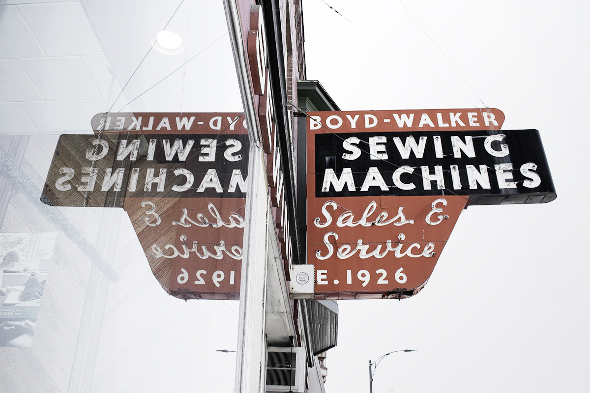 Boyd-Walker Sewing Machines sign, Spokane, Washington