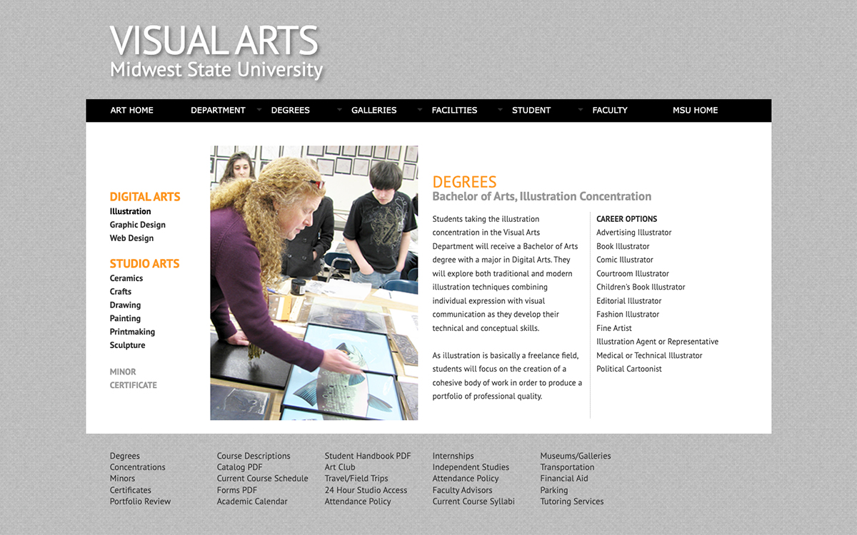 msu art department main page