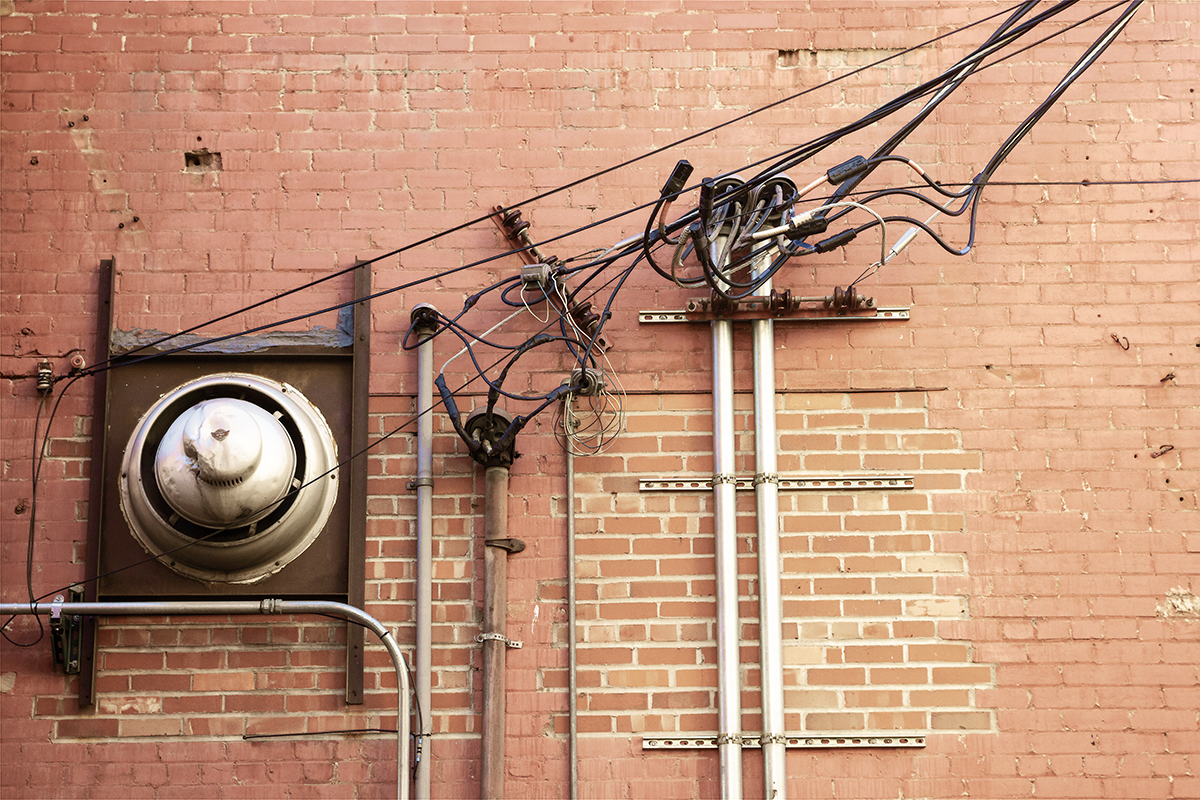 brick wall with utilities and vent, Casper, Wyoming