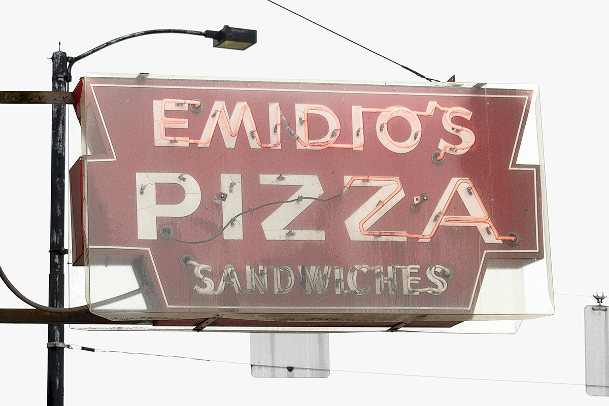 Emidios Pizza sign, Akron, Ohio
