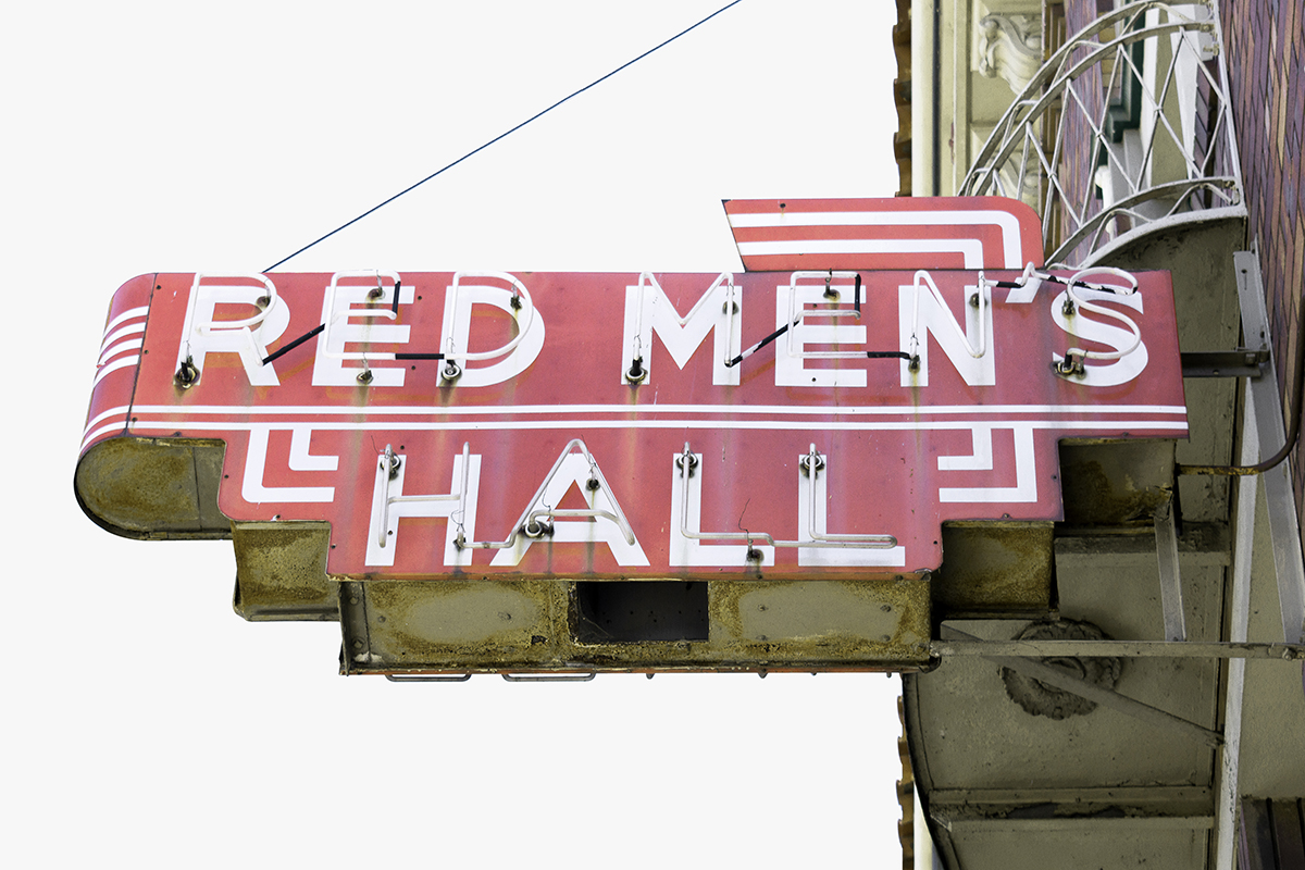 Red Men's Hall sign, Vallejo, California