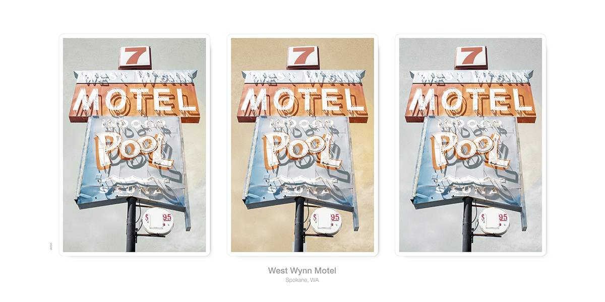 West Wynn Motel neon sign, Spokane, Washington, poster