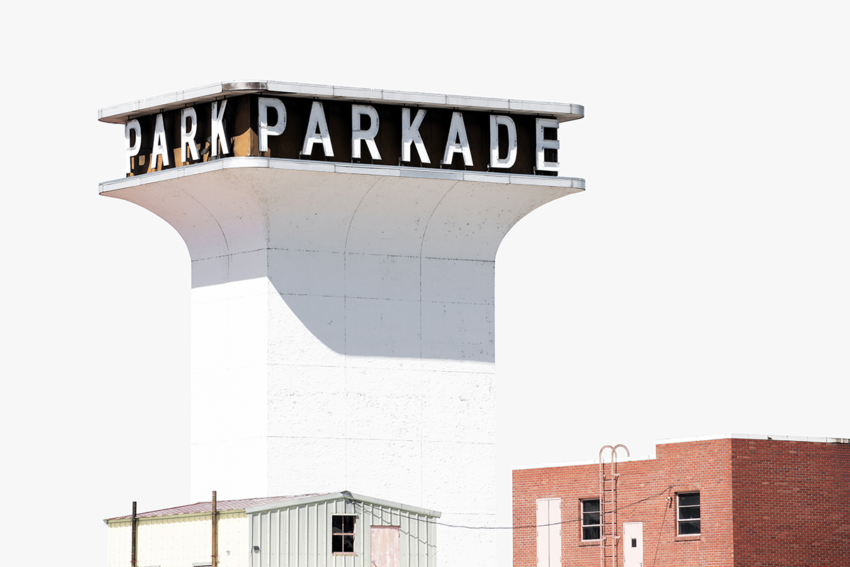 Parkade parking garage sign, Spokane, Washington