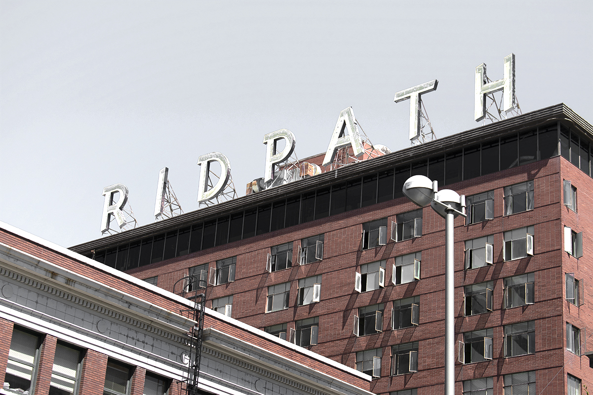 Ridpath Hotel sign, Spokane, Washington