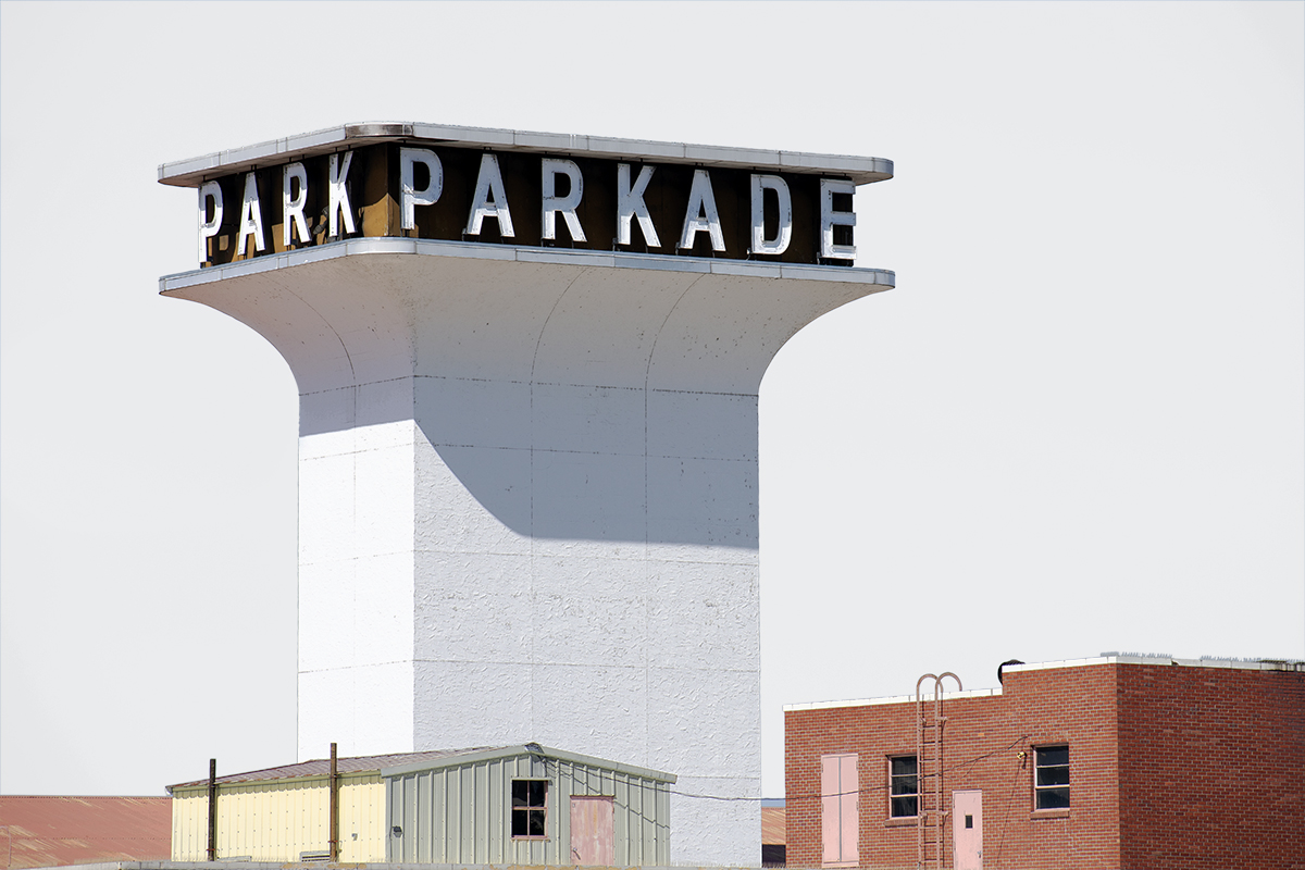 Parkade parking garage sign, Spokane, Washington